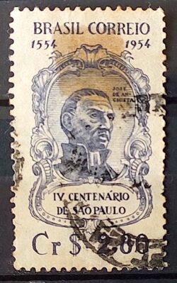 C 330 Selo 4 Centenario de Sao Paulo Jose de Anchieta Religiao Personalidade 1954 Circulado 1