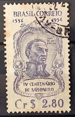 C 330 Selo 4 Centenario de Sao Paulo Jose de Anchieta Religiao Personalidade 1954 Circulado 3