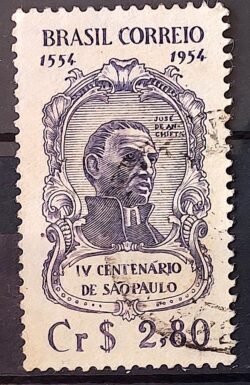 C 330 Selo 4 Centenario de Sao Paulo Jose de Anchieta Religiao Personalidade 1954 Circulado 4