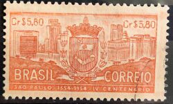 C 332 Selo 4 Centenario de Sao Paulo 1954 Circulado 10