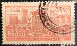 C 332 Selo 4 Centenario de Sao Paulo 1954 Circulado 12