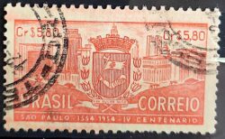 C 332 Selo 4 Centenario de Sao Paulo 1954 Circulado 14