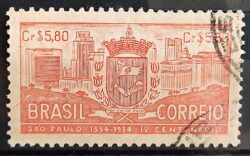 C 332 Selo 4 Centenario de Sao Paulo 1954 Circulado 16