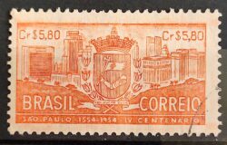 C 332 Selo 4 Centenario de Sao Paulo 1954 Circulado 17