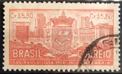 C 332 Selo 4 Centenario de Sao Paulo 1954 Circulado 2