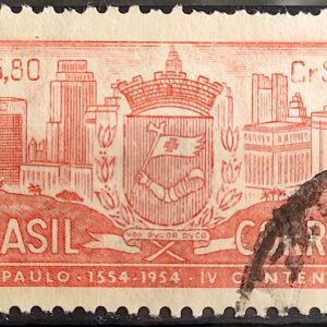 C 332 Selo 4 Centenario de Sao Paulo 1954 Circulado 2