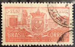 C 332 Selo 4 Centenario de Sao Paulo 1954 Circulado 5