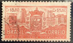 C 332 Selo 4 Centenario de Sao Paulo 1954 Circulado 6