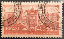 C 332 Selo 4 Centenario de Sao Paulo 1954 Circulado 7