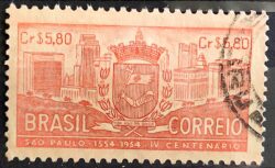 C 332 Selo 4 Centenario de Sao Paulo 1954 Circulado 9