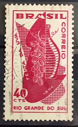 C 335 Selo Festa da Uva Caxias do Sul 1954 Circulado 1