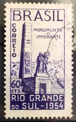 C 336 Selo Monumento ao Imigrante Rio Grande do Sul 1954 Circulado 2