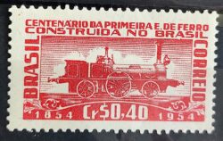 C 337 Selo Primeira Estrada de Ferro no Brasil Trem Locomotiva 1954