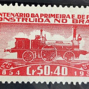 C 337 Selo Primeira Estrada de Ferro no Brasil Trem Locomotiva 1954