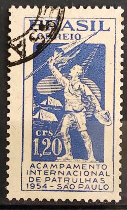 C 342 Selo Acampamento Internacional de Patrulhas Sao Paulo Escotismo Escoteiro 1954 Circulado 1