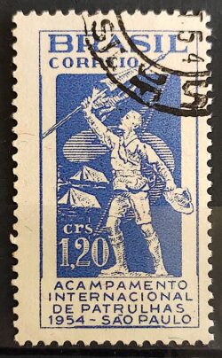 C 342 Selo Acampamento Internacional de Patrulhas Sao Paulo Escotismo Escoteiro 1954 Circulado 3