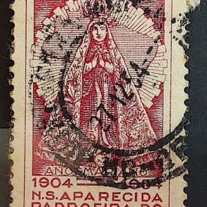 C 345 Selo Congresso da Padroeira do Brasil Nossa Senhora Aparecida Religiao 1954 Circulado 2