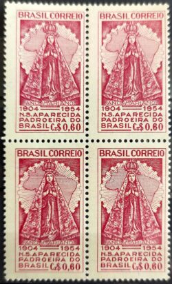 C 345 Selo Congresso da Padroeira do Brasil Nossa Senhora Aparecida Religiao 1954 Quadra 1