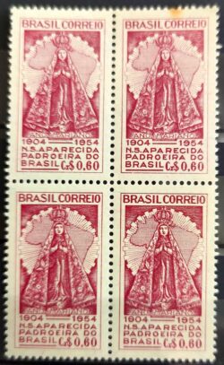 C 345 Selo Congresso da Padroeira do Brasil Nossa Senhora Aparecida Religiao 1954 Quadra 2
