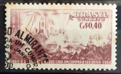 C 348 Selo Sesquicentenario Almirante Barroso Riachuelo Navio Militar 1954 Circulado 1