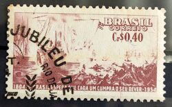 C 348 Selo Sesquicentenario Almirante Barroso Riachuelo Navio Militar 1954 Circulado 2