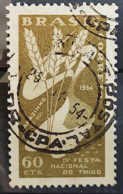 C 352 Selo Festa Nacional do Trigo Carazinho Rio Grande do Sul Economia 1954 Circulado 1