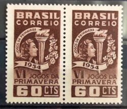 C 354 Selo Sextos Jogos da Primavera Rio de Janeiro Esporte 1954 3 Dupla