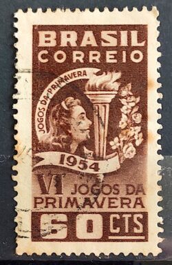 C 354 Selo Sextos Jogos da Primavera Rio de Janeiro Esporte 1954 Circulado 1
