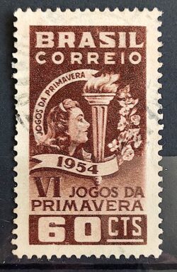C 354 Selo Sextos Jogos da Primavera Rio de Janeiro Esporte 1954 Circulado 2