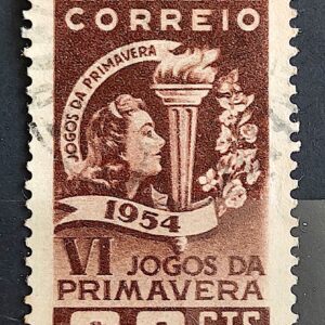 C 354 Selo Sextos Jogos da Primavera Rio de Janeiro Esporte 1954 Circulado 2