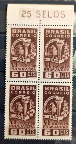 C 354 Selo Sextos Jogos da Primavera Rio de Janeiro Esporte 1954 Quadra 2