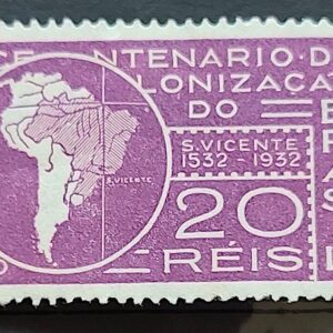 C 41 Selo Fundacao Sao Vicente Mapa Tratado de Tordesilhas 1932 4