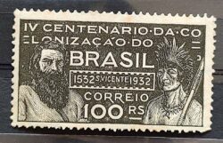 C 42 Selo Fundacao Sao Vicente Mapa Ramalho e Tibirica Indio 1932 1