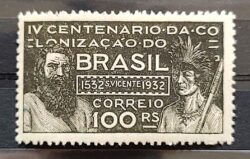 C 42 Selo Fundacao Sao Vicente Mapa Ramalho e Tibirica Indio 1932 MH