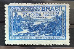 C 45 Selo Fundacao Sao Vicente Martim Afonso de Souza 1932 2 Circulado
