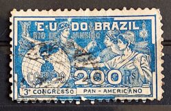 C 6 Selo Congresso Pan Americano Mapa 1906 2 Circulado