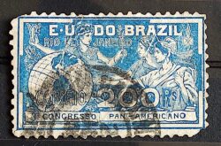 C 6 Selo Congresso Pan Americano Mapa 1906 5 Circulado