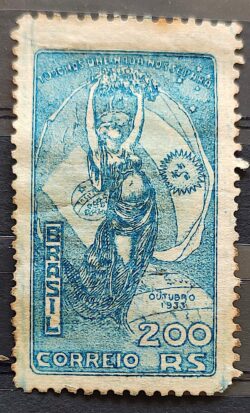 C 60 Selo Visita do Presidente Justo da Argentina Bandeira 1933 1 Circulado