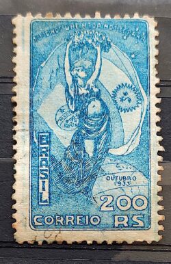 C 60 Selo Visita do Presidente Justo da Argentina Bandeira 1933 3 Circulado