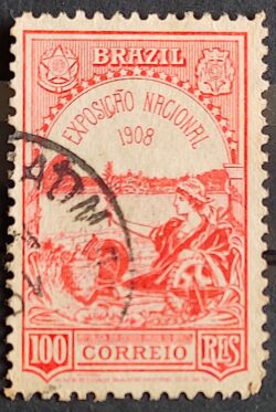 C 7 Selo Exposicao Nacional Rio de Janeiro 1908 6 Circulado