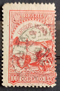 C 7 Selo Exposicao Nacional Rio de Janeiro 1908 7 Circulado
