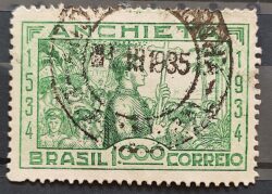 C 77 Selo Centenario de Nascimento de Jose de Anchieta Religiao Igreja 1934 1 Circulado