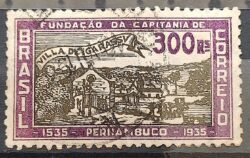 C 87 Selo Centenario da Capitania de Pernambuco Igreja 1935 2 Circulado
