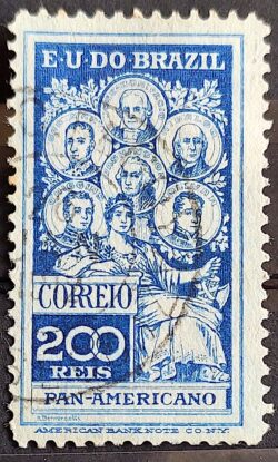 C 9 Selo Pan Americano Panamericano Jose Bonifacio Washington San Martin Hidalgo Bolivar 1909 1 Circulado