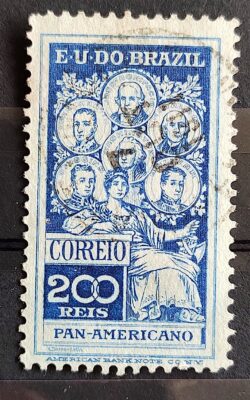 C 9 Selo Pan Americano Panamericano Jose Bonifacio Washington San Martin Hidalgo Bolivar 1909 11 Circulado