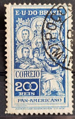 C 9 Selo Pan Americano Panamericano Jose Bonifacio Washington San Martin Hidalgo Bolivar 1909 12 Circulado