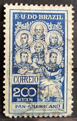 C 9 Selo Pan Americano Panamericano Jose Bonifacio Washington San Martin Hidalgo Bolivar 1909 16 Circulado