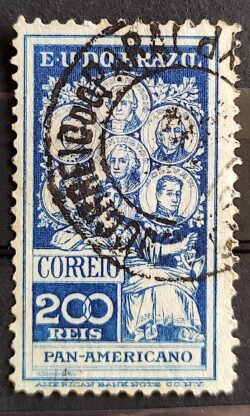 C 9 Selo Pan Americano Panamericano Jose Bonifacio Washington San Martin Hidalgo Bolivar 1909 17 Circulado