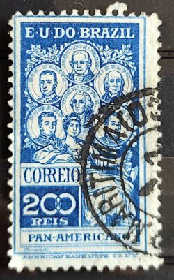 C 9 Selo Pan Americano Panamericano Jose Bonifacio Washington San Martin Hidalgo Bolivar 1909 19 Circulado