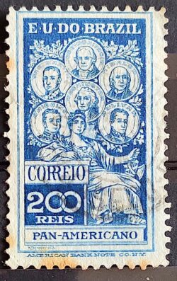 C 9 Selo Pan Americano Panamericano Jose Bonifacio Washington San Martin Hidalgo Bolivar 1909 2 Circulado